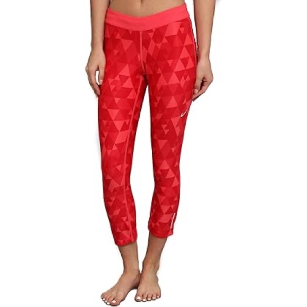 Nike Triangle Pattern Running Leggings - Pink Size XS